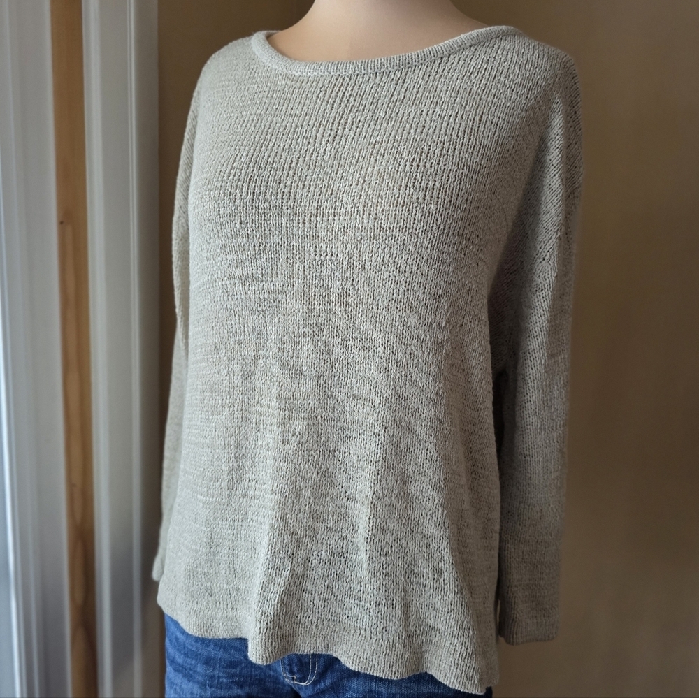 XL Light Tan Taupe Knit Sweater Saint Tropez West Quiet Luxury Old Money